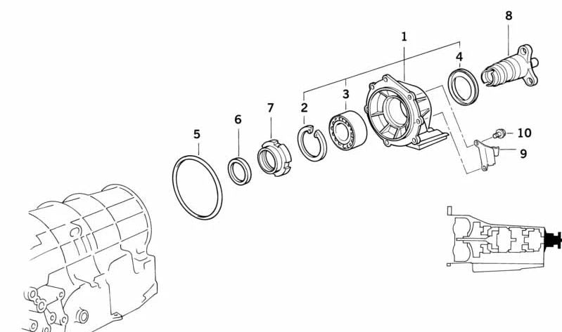 Rodamiento OEM 24131219345 para BMW E36, E46, E34, E39, E32, E38, E85. Compatible con modelos con cambio automático. Pieza original BMW.