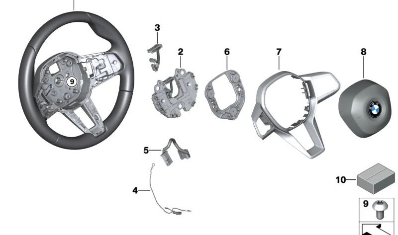 Volante deportivo de cuero OEM 32305A4EE18 para BMW Serie 2 U06, X1 U11 y X2 U10. Recambio original BMW ideal para mejorar el interior y agarre al conducir.