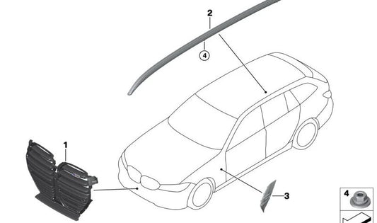 Black right roof bar for BMW G21, G81 (OEM 51138073212). Original BMW