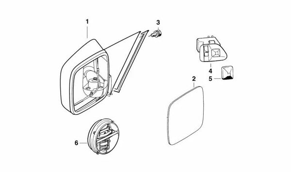 Espejo retrovisor exterior derecho calefactable OEM 51168184902 para BMW E36. Original BMW.