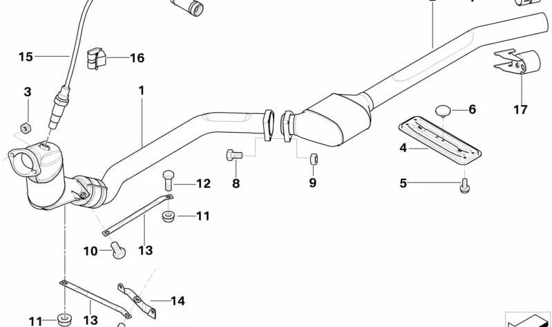 Tope de escape OEM 18202249249 para BMW E46. Original BMW.