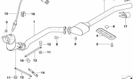 Soporte catalizador cercano al motor OEM 18207789045 para BMW E46. Pieza original BMW.