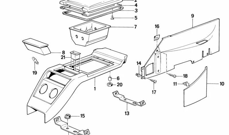 Tapón de compartimento portaobjetos OEM 51161965677 para BMW E24. Original BMW.