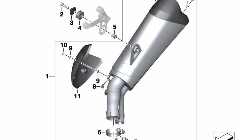 Silencieux supplémentaire OEM 18518556701 pour motos BMW S 1000 R (K47) 2016-2020. BMW Motorrad d'origine.