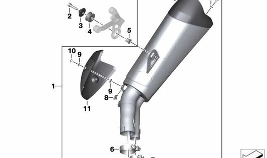 Silenziatore aggiuntivo OEM 18518556701 per moto BMW S 1000 R (K47) 2016-2020. BMW Motorrad originale.