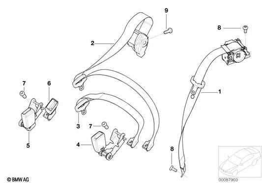 Cinto pélvico para BMW Série 3 E46 (OEM 72117001812). BMW original