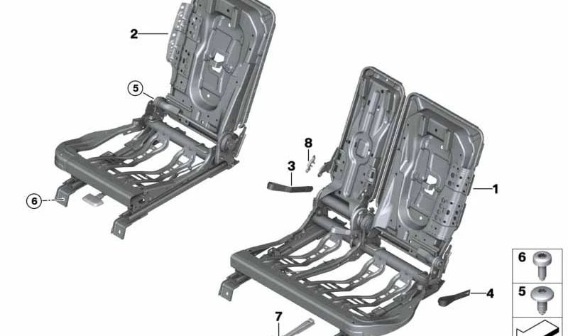 Bastidor de asiento izquierdo OEM 52207491807 para MINI Countryman F60, F60 LCI. Original MINI.