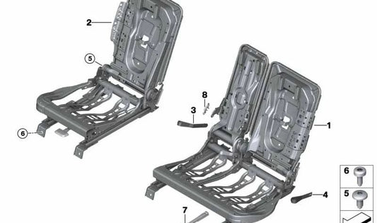 Bastidor de asiento izquierdo OEM 52207491807 para MINI Countryman F60, F60 LCI. Original MINI.