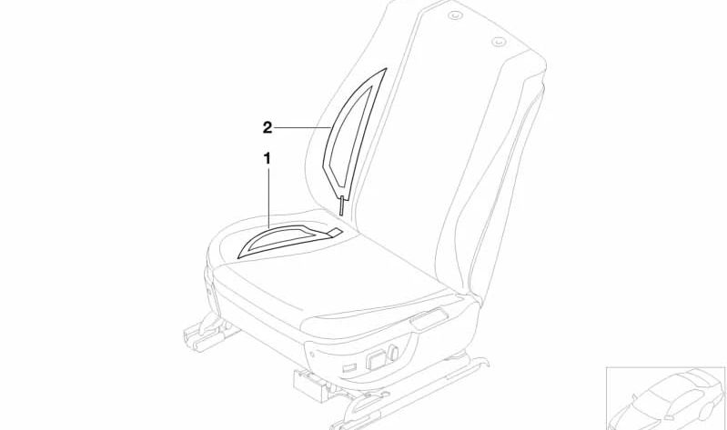 Panel lateral asiento con calefacción izquierdo OEM 52102698279 para BMW E39. Pieza original BMW.