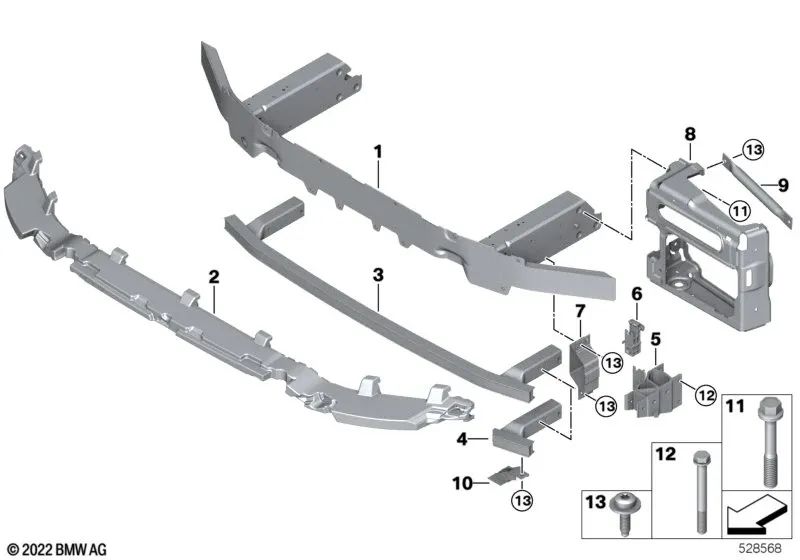 Coupe transversale avant pour BMW X3 F97N, G01N, G08N, X4 F98N, G02N (OEM 51117931195). BMW d'origine.