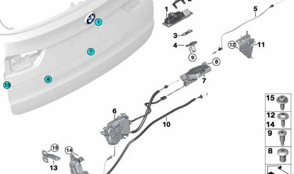 Motor del cierre servoeléctrico de maletero OEM 51247303443 para BMW X5 F15 y X5 M F85. Original BMW.