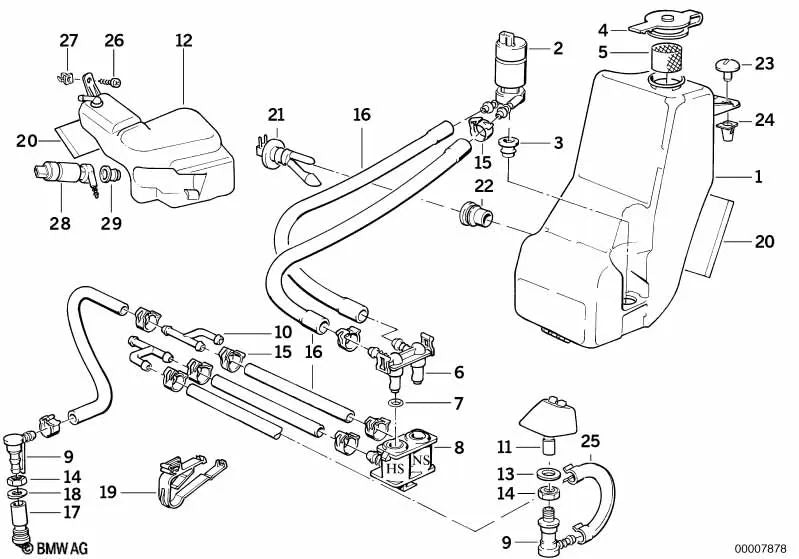 Depósito de líquido para BMW Serie 5 E34 (OEM 61678351262). Original BMW
