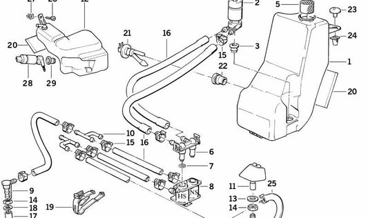Windshield Washer Fluid Reservoir OEM 61671389426 for BMW E34. Original BMW
