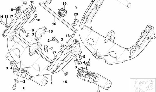 Regulación de parabrisas eléctrico OEM 46637661758 para motos BMW R 1150 RT, R 850 RT, R 1150 RS. Original BMW Motorrad.