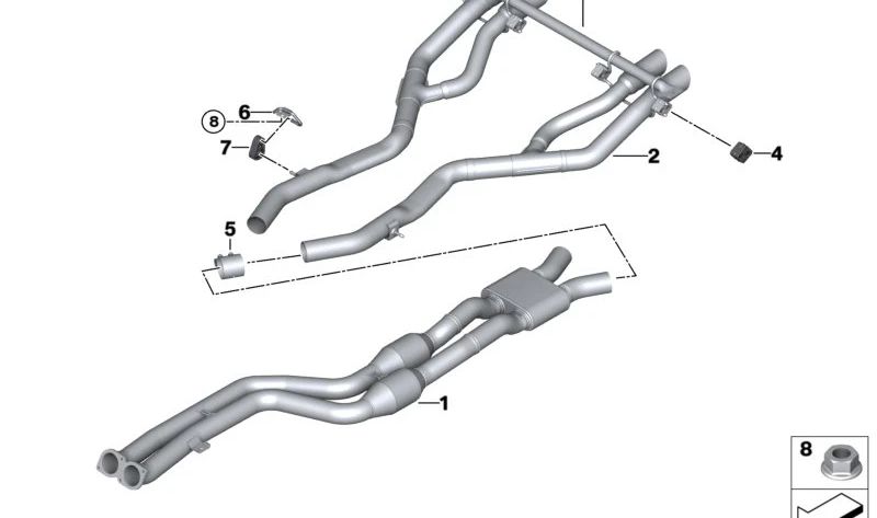 Soporte de goma escape OEM 18307583940 para BMW F87, G87, F80, G80, G81, F82, F83, G82, G83, E70, F15, F85, E71, E72, F16, F86. Original BMW.