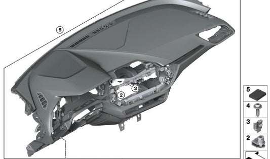 Salpicadero negro sin costura OEM 51456962266 para BMW F40 y F44. Compatible con modelos 116d, 116i, 118d, 118i, 120d, 120d xDrive, 120i, 216i, 218d. Original BMW.