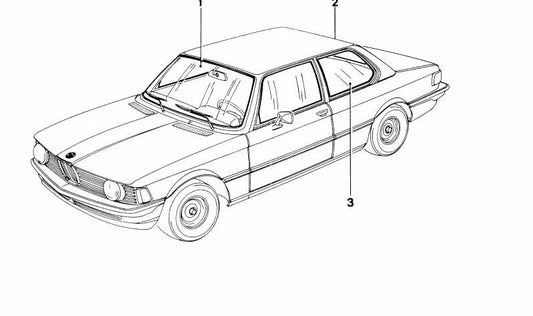 Parabrisas delantero OEM 51311912930 para BMW E21 {315, 316, 318}. Compatible con modelos de 1975 a 1983. Cristal transparente. Original BMW.
