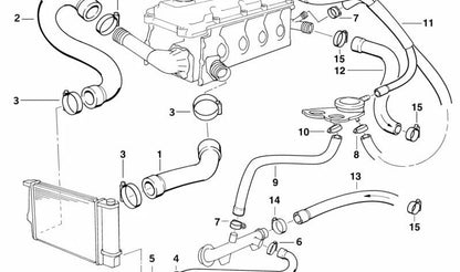 Manguito de agua/o refrigerante OEM 11531247203 para BMW E36 y Z3. Original BMW.