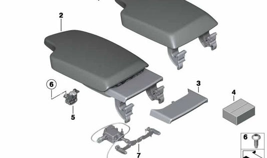 Suporte de couro frontal central para BMW 3 F30 Series, F31, F34, F80, 4 F32 Series, F33, F36, F82 (OEM 51169285160). BMW original