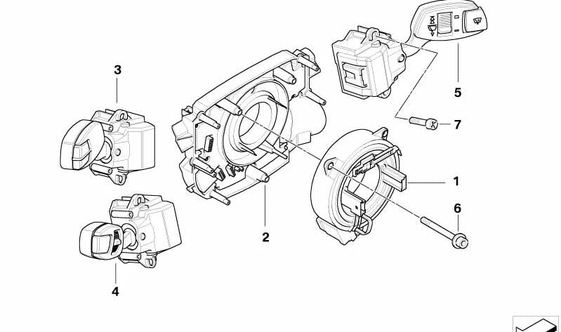 Palanca de intermitentes y luces largas/cortas OEM 61316924103 para BMW E60, E61, E63, E64. Original BMW.