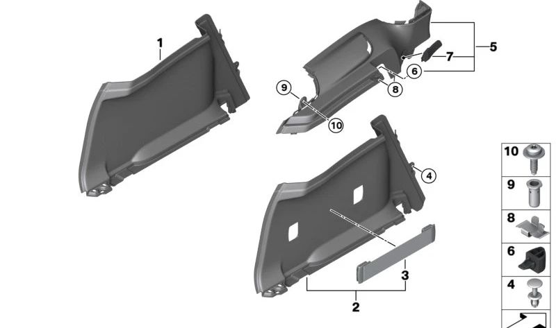 Panel lateral izquierdo maletero OEM 51477314755 para BMW i3 I01 (60Ah, 94Ah, 120Ah, Rex). Compatible con todos los modelos desde 2013 hasta 2022. Pieza original BMW.