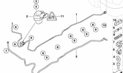 Tubo de combustible con adaptador de sensor OEM 16112283243 para BMW E63 y E64. Original BMW.