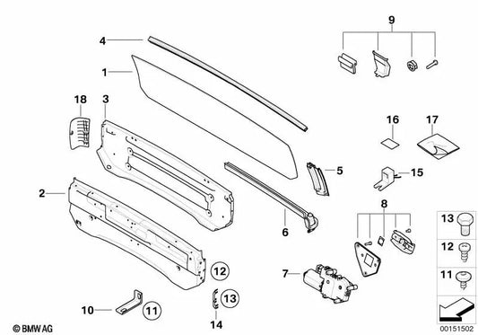 Coperchio posteriore destro per la BMW 6 E64 Serie, E64N (OEM 54347181254). BMW originale