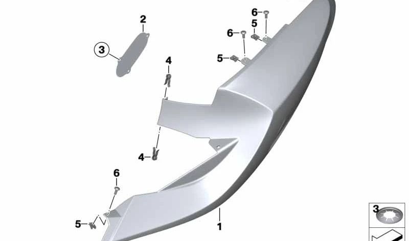 Grapa trasera OEM 46627689915 para motos BMW R1200S, HP2 Sport. Original BMW Motorrad.