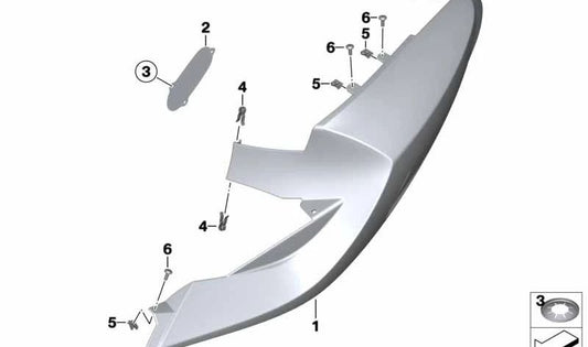 Grapa trasera OEM 46627689915 para motos BMW R1200S, HP2 Sport. Original BMW Motorrad.