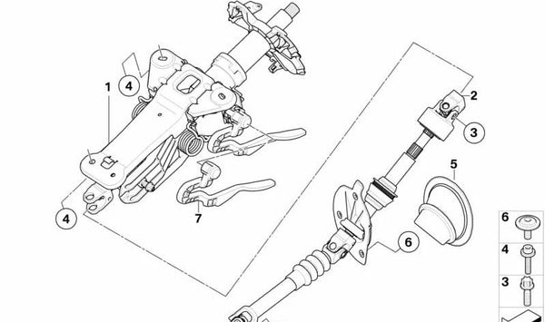 Palanca de ajuste del volante OEM 32306768494 para BMW E60, E61. Original BMW.