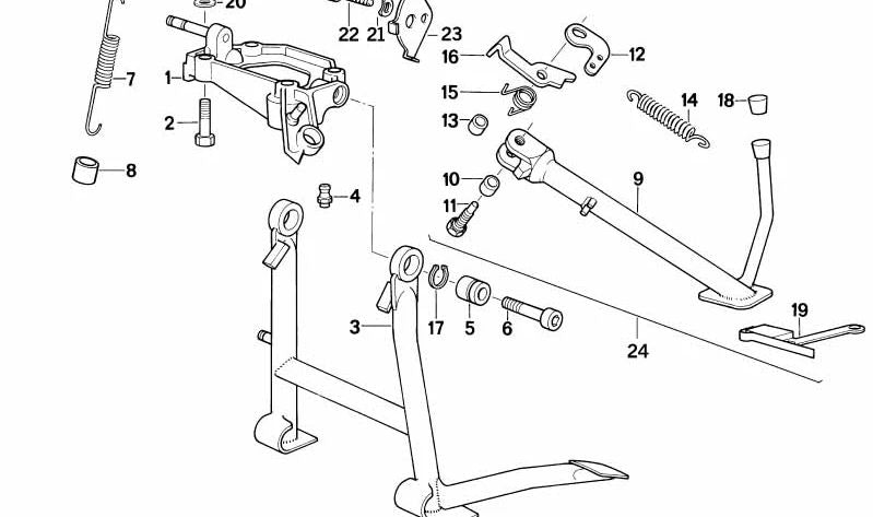 Palanca para caballete central OEM 46532312072 para motos BMW K1, K100RS, K1100LT, K1100RS. Original BMW Motorrad.