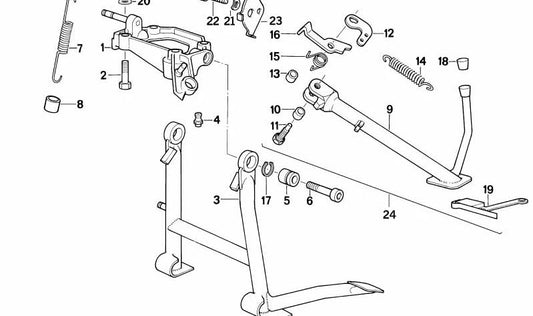 Palanca para caballete central OEM 46532312072 para motos BMW K1, K100RS, K1100LT, K1100RS. Original BMW Motorrad.