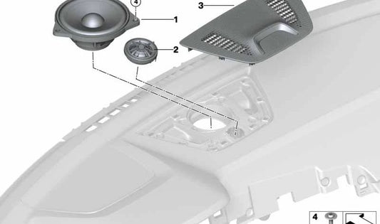 Hi-Fi Sound Center Speaker OEM 65132622774 for BMW G05, F95, G06, F96, G07. Original BMW.