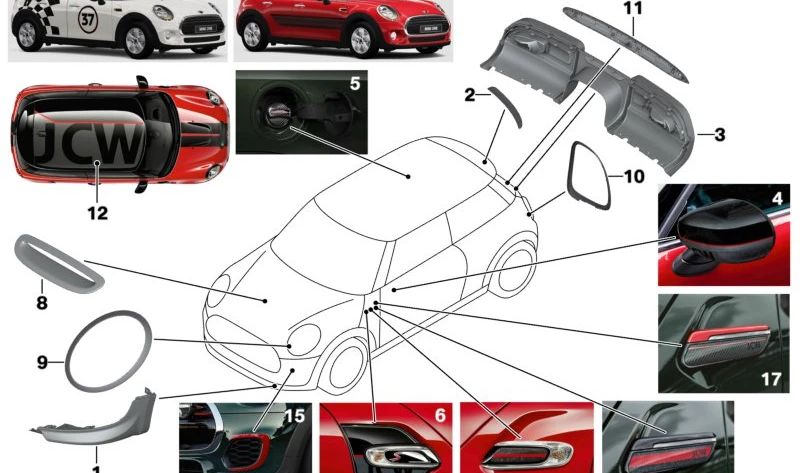 Difusor trasero OEM 51192339047 para MINI F56, MINI Cabrio F57 (sin PDC). Original MINI.