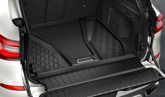 Alfombrilla protectora maletero OEM 51472458567 para BMW X5 G05 y X5 M F95. Ajuste perfecto, antideslizante y resistente. Solo válida con tercera fila de asientos. Original BMW.