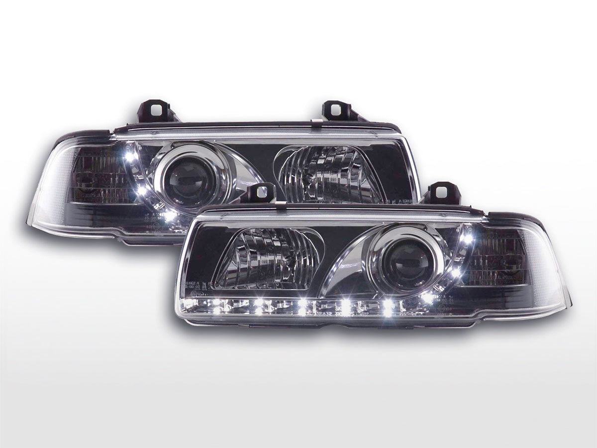 Faros delanteros LED con aspecto DRL BMW Serie 3 Coupé, Cabrio E36 92-98 cromado