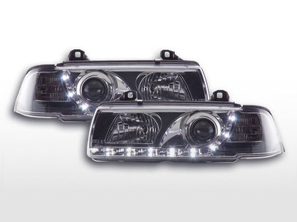 Faros delanteros LED con aspecto DRL BMW Serie 3 Coupé, Cabrio E36 92-98 cromado