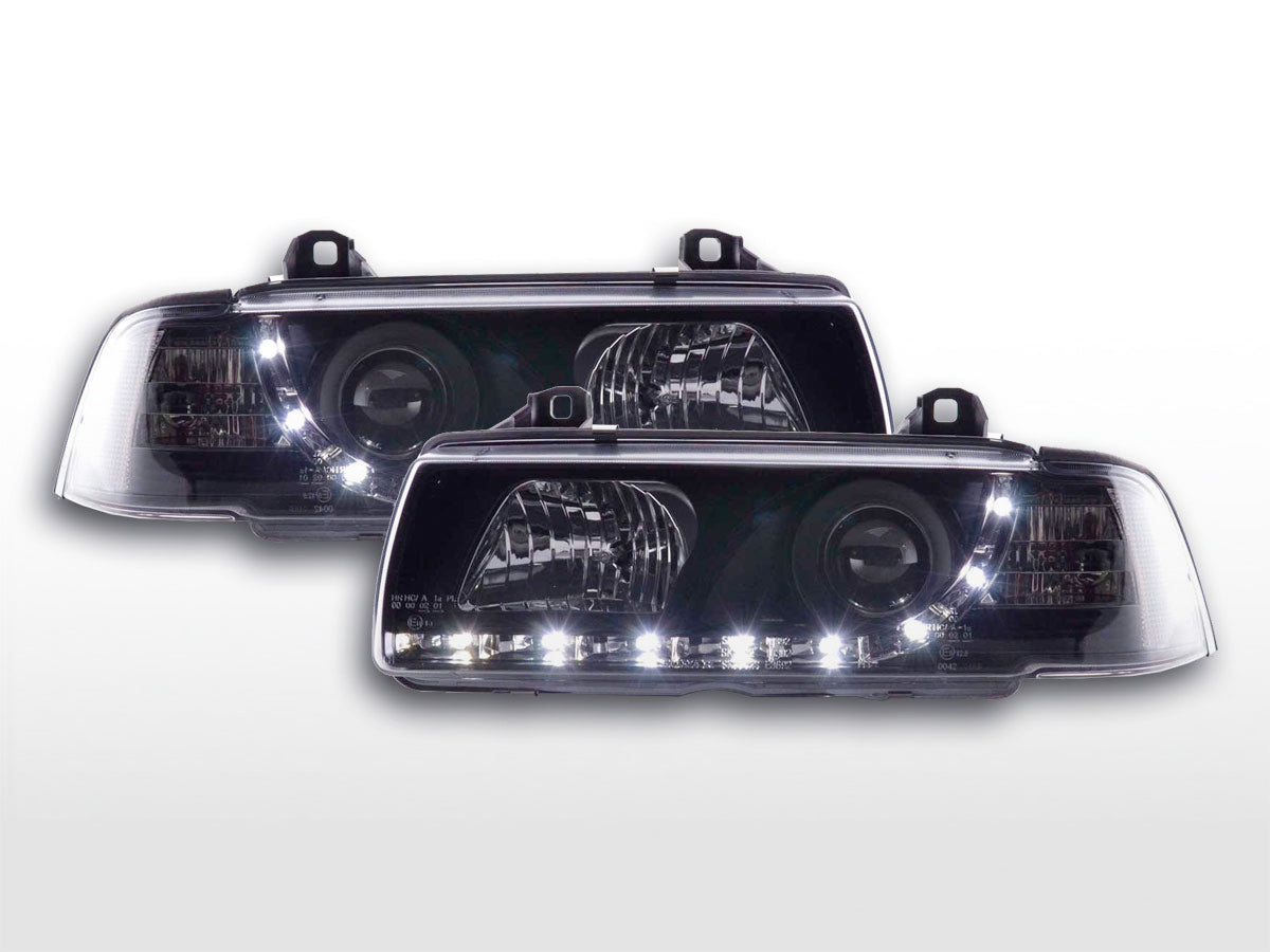 Faros delanteros LED con aspecto DRL para BMW Serie 3 Coupé, Cabrio E36 92-98 negro