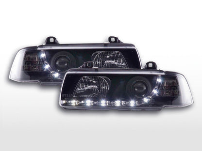 Faros delanteros LED con aspecto DRL para BMW Serie 3 Coupé, Cabrio E36 92-98 negro