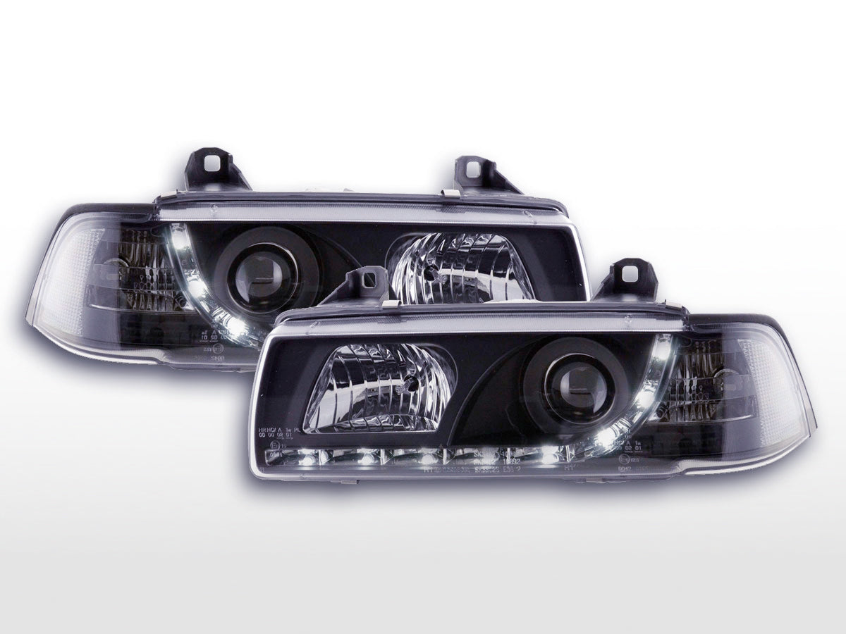 Faros delanteros LED luces diurnas BMW Serie 3 E36 Berlina 92-98 negro