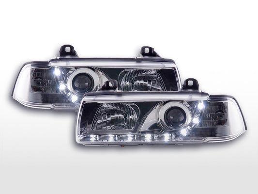 Faros delanteros LED para BMW Serie 3 E36 Coupé/Cabrio 92-98 cromados para volante a la derecha