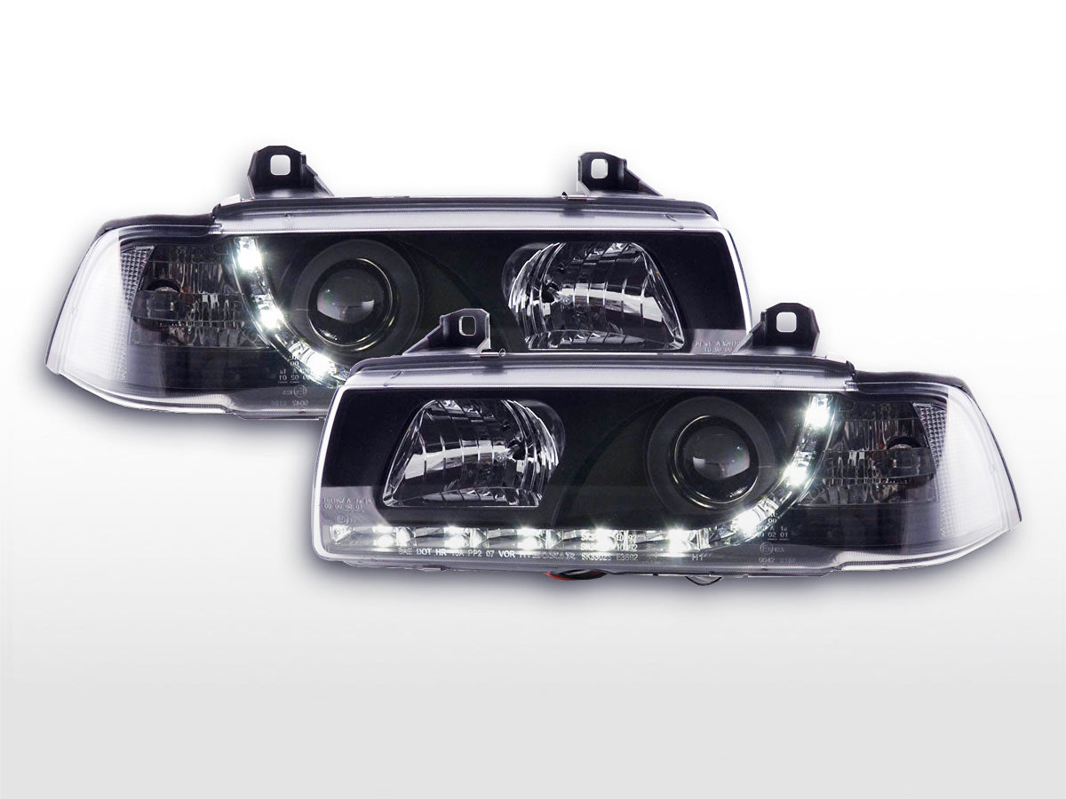 Faros delanteros LED para BMW Serie 3 E36 Coupé/Cabrio 92-98 en negro para volante a la derecha
