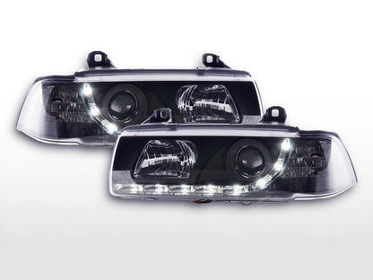 Faros delanteros LED para BMW Serie 3 E36 Coupé/Cabrio 92-98 en negro para volante a la derecha