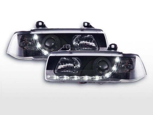Faros delanteros LED para BMW Serie 3 E36 Coupé/Cabrio 92-98 en negro para volante a la derecha