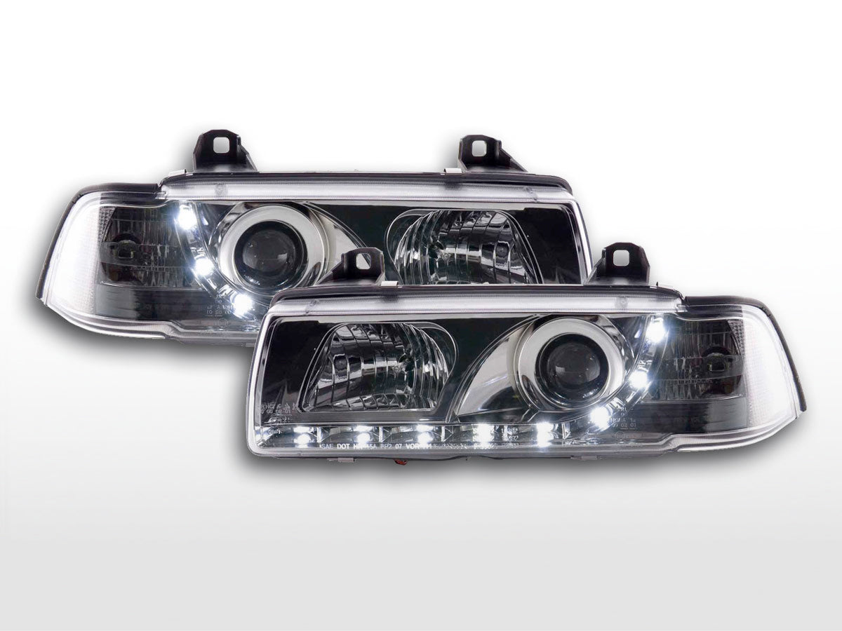 BMW LED headlights 3 E36 Berlina / Touring chrome for right steering wheel