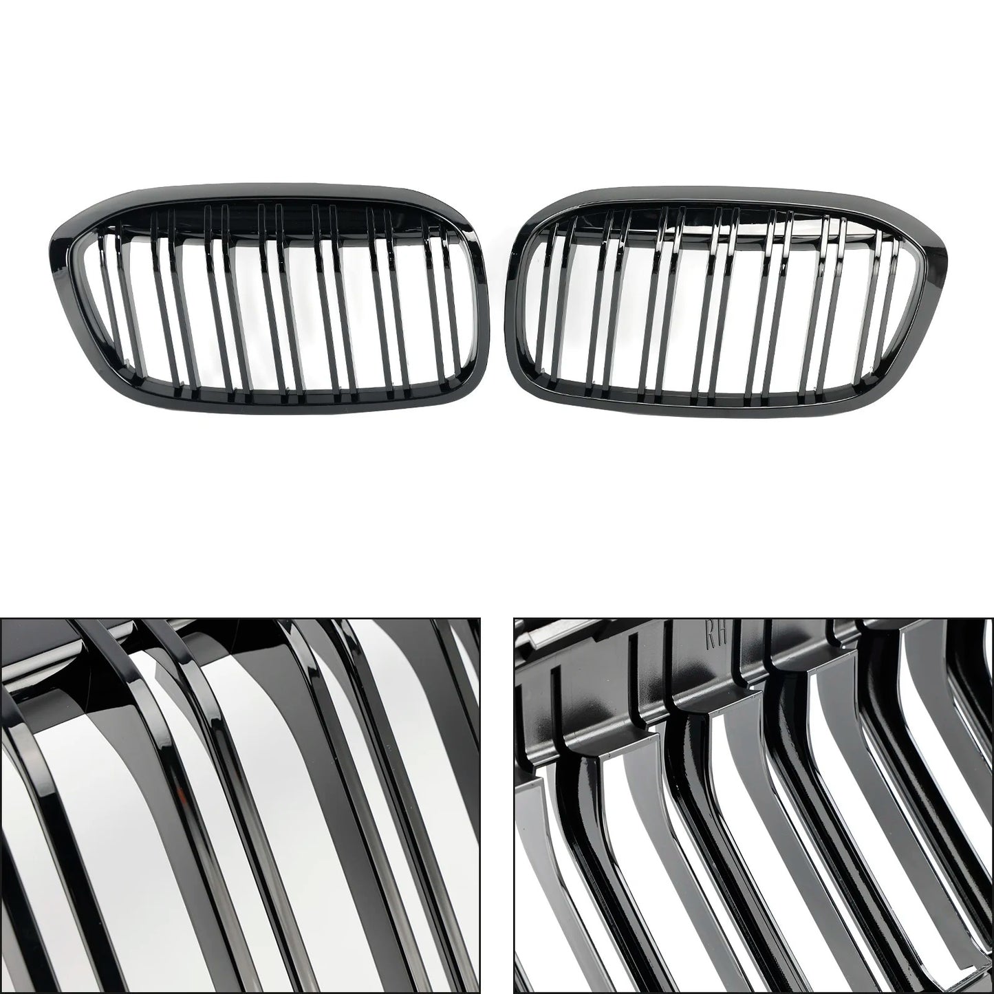Rejillas Riñoneras Delanteras Negro Brillante (Riñones) para BMW Serie 2 F45/F46 Facelift (2018-2021)
