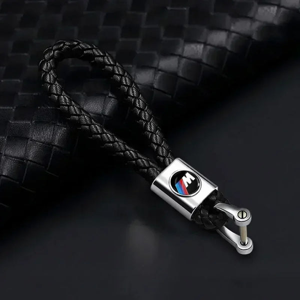 Llavero BMW ///M – Trenzado de cuero negro con enganche metálico
