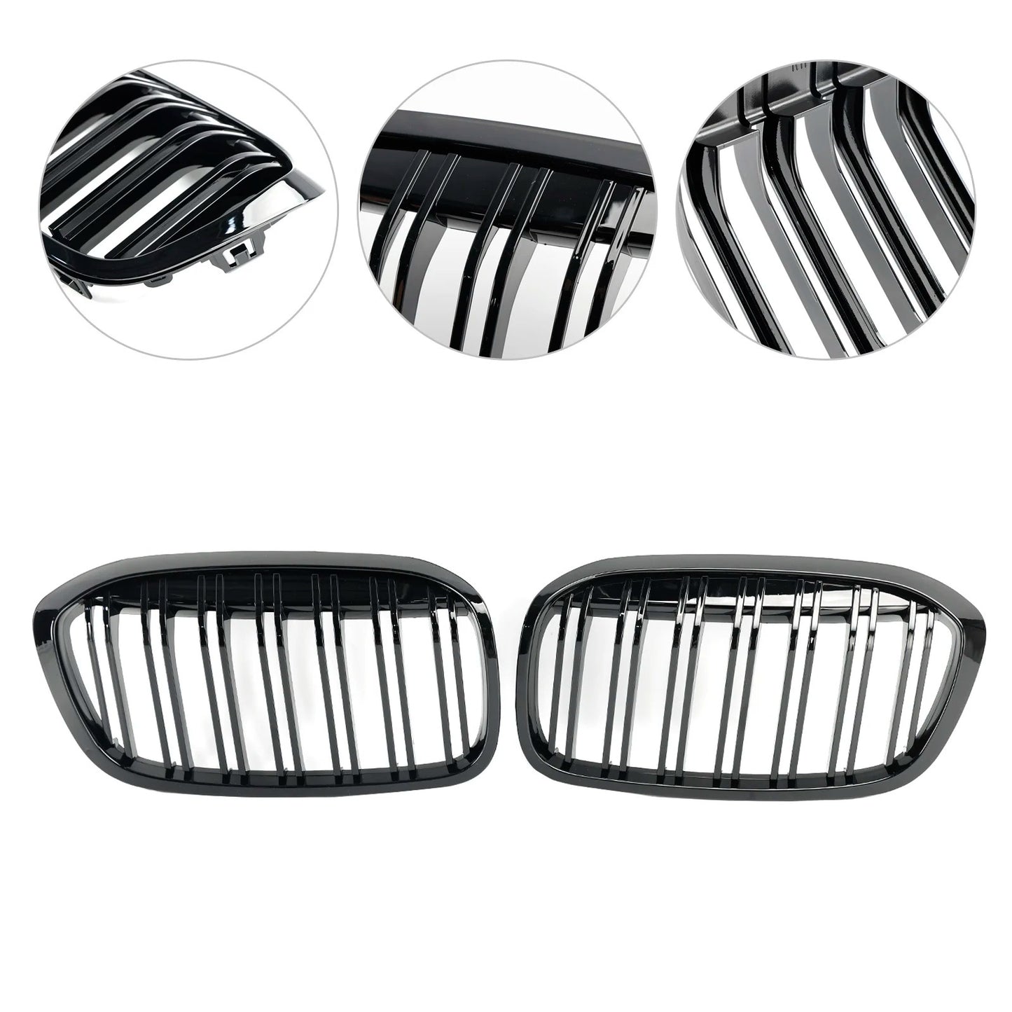Rejillas Riñoneras Delanteras Negro Brillante (Riñones) para BMW Serie 2 F45/F46 Facelift (2018-2021)