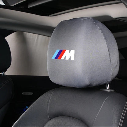 Funda Elástica para Reposacabezas con Logo ///M – Algodón, Lavable, Universal y Antisuciedad