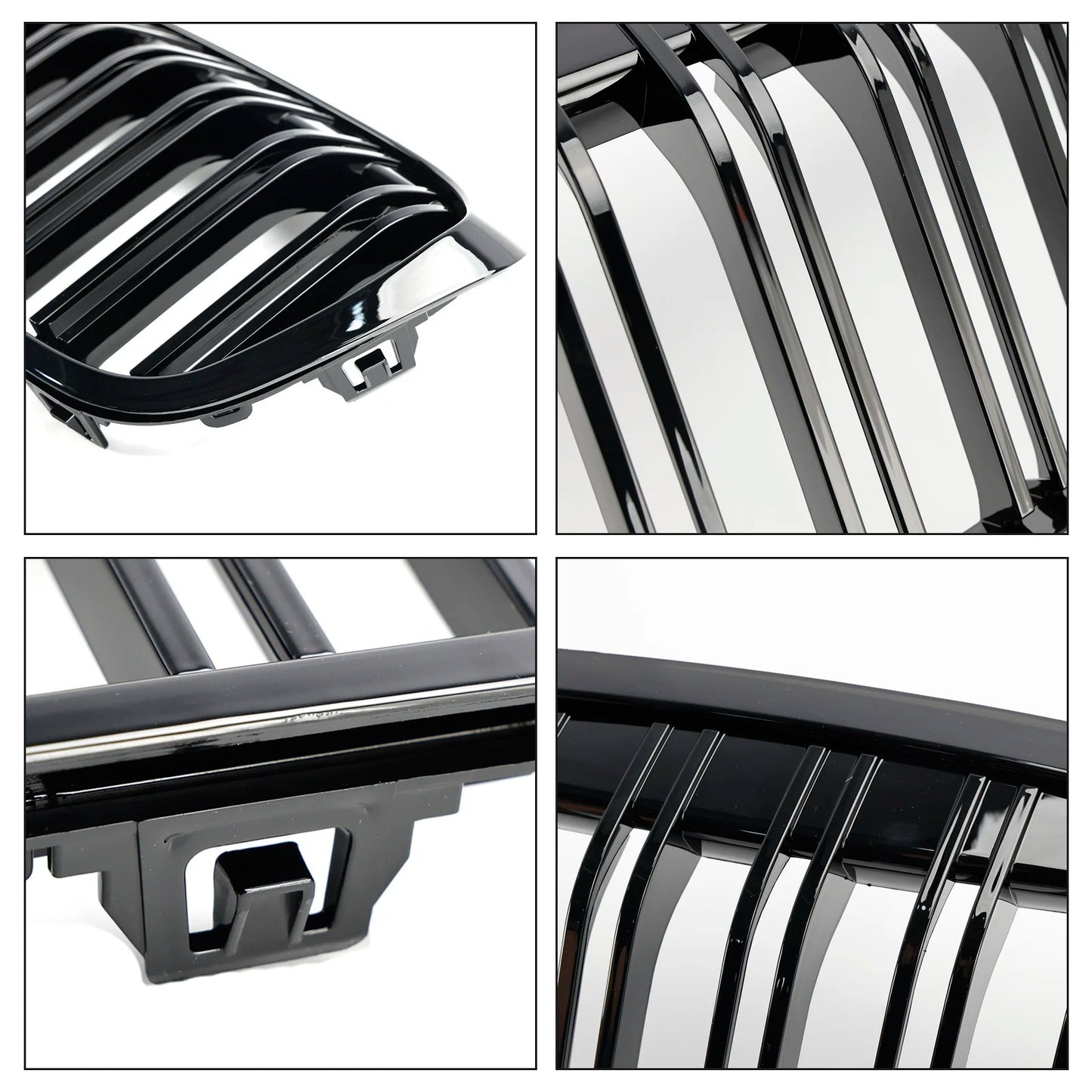 Rejillas Riñoneras Delanteras Negro Brillante (Riñones) para BMW Serie 2 F45/F46 Facelift (2018-2021)